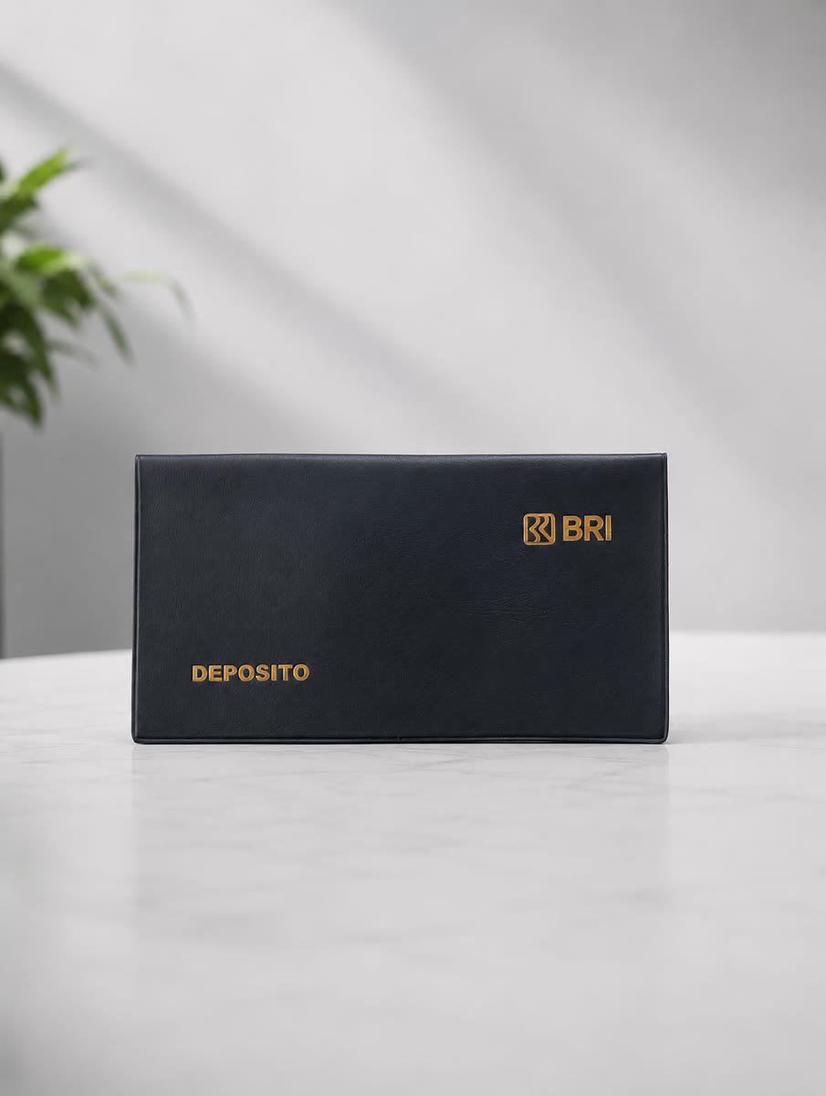 Cover dokumen hitam bahan ASE dengan emboss emas buatan Dokumitra